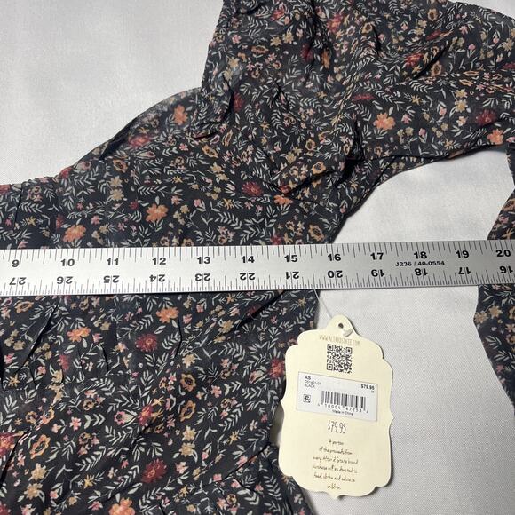 NEW Altard State Tiered Ruffle Mini Dress M Boho Prairie Balloon Sleeve Tie back - Picture 8 of 11